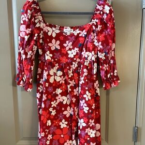 Vestique Red and White Puff Sleeve Sundress